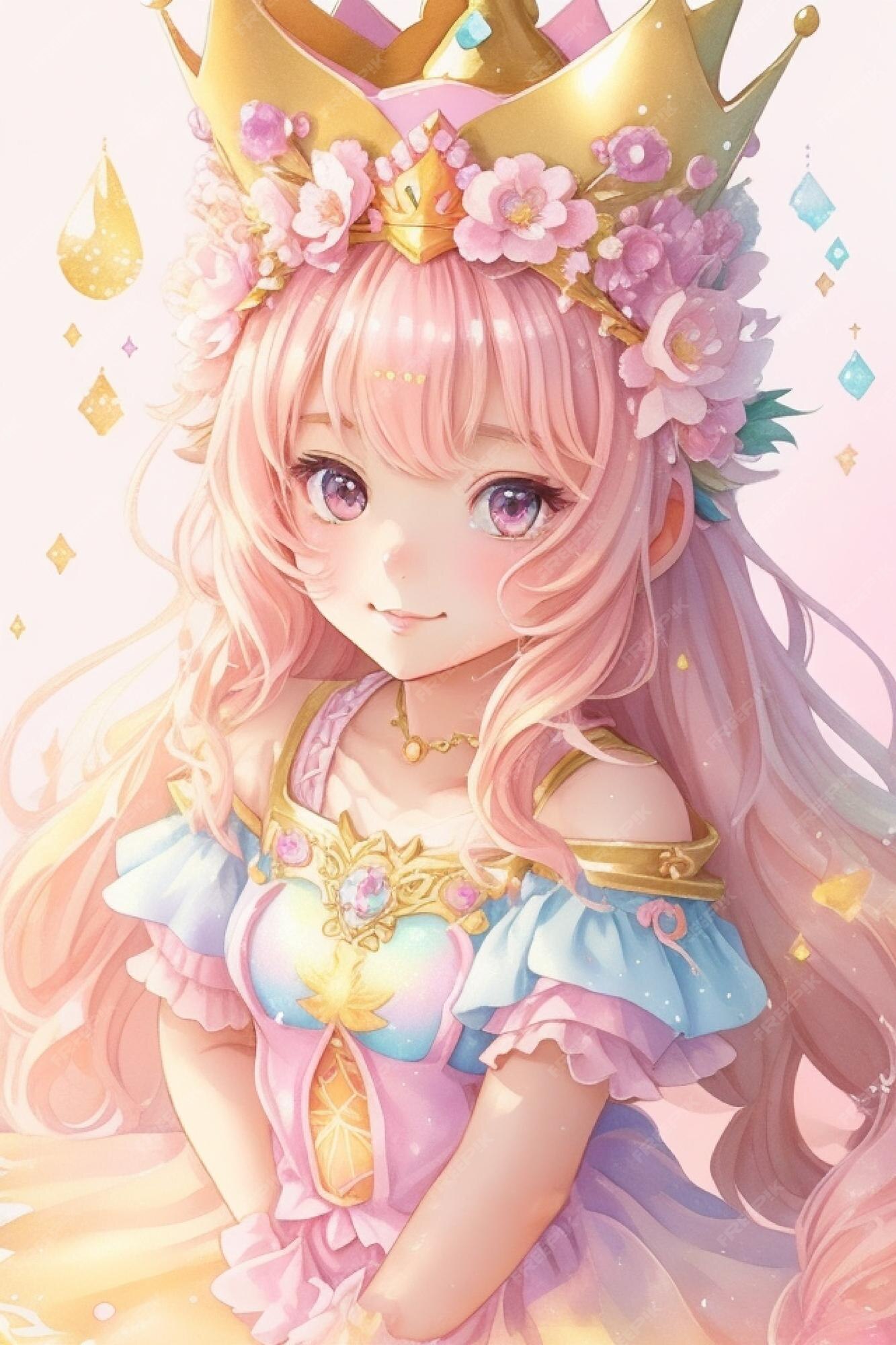 Retrato Da Princesa De Anime Fofo. Ilustração Do Vetor Desenhado à Mão No  Estilo Anime. Ilustração do Vetor - Ilustração de real, rainha: 270261600