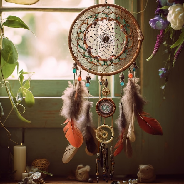 Foto amuleto nativo americano dreamcatcher