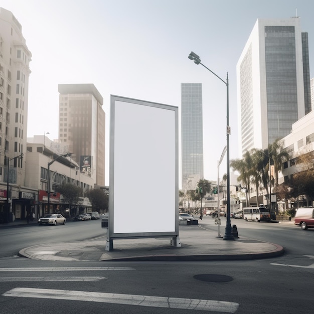 An der Ecke einer generativen KI-Straße in der Stadt steht eine leere Werbetafel