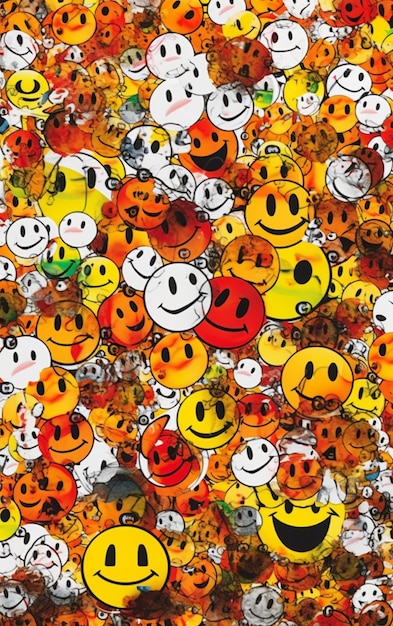 An einer Wand hängen zahlreiche Smileys.