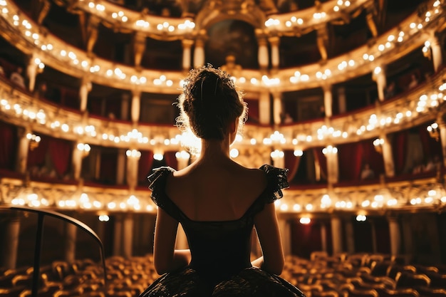 Foto an opera singer performing on a grand stage ai generated