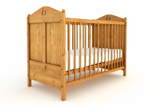 Foto an overview of a stylish brown wooden crib for baby