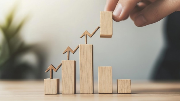 Añadir la punta de la flecha roja hacia arriba como el crecimiento de la economía de los negocios de marketing carrera y concepto de rendimiento