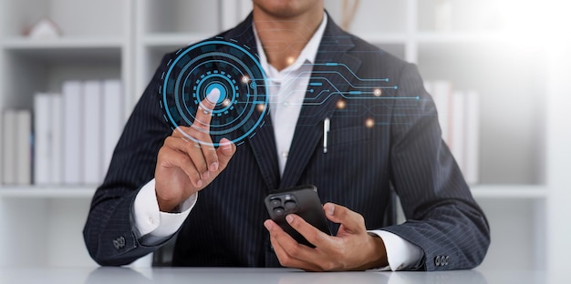 Análise de dados de negócios de tecnologia de realidade virtual usando painel de kpi em dados de telas virtuais