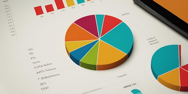 Foto análise de dados resumo pesquisa de mercado de fundo ou desempenho empresarial ou conceito financeiro