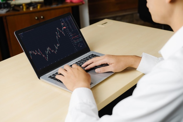 Análise de gráficos de dados do mercado de ações por software de computador engenhoso