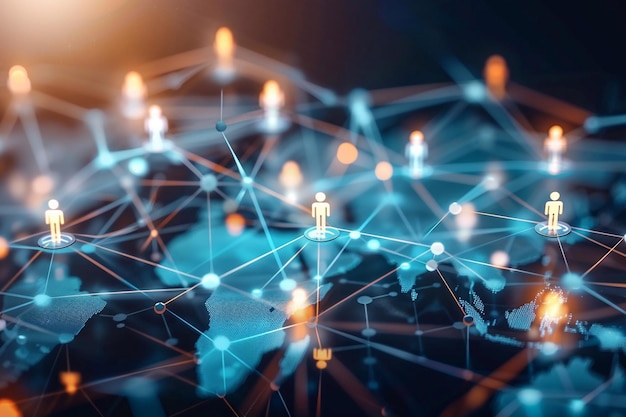 Análise e conexão de redes globais de hologramas de negócios