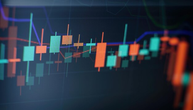 Análise para análise técnica profissional no monitor de um computador Conceito de análise fundamental e técnica