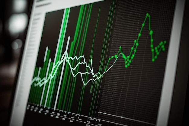 Foto análise verde visualização de dados de análise digital, cronograma financeiro