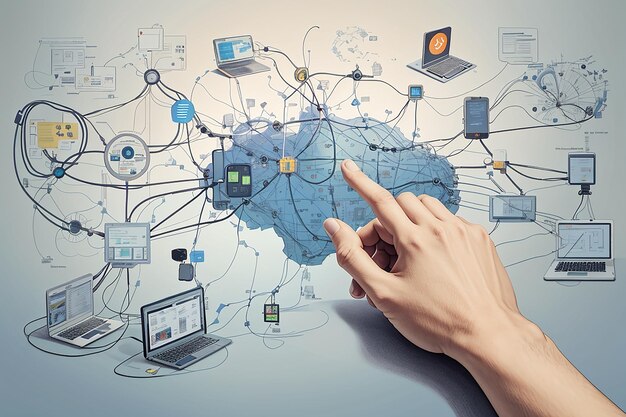 Análisis de ciencia de datos fotográficos y algoritmo de empresario de negocios mantienen icono y estrategia de datos