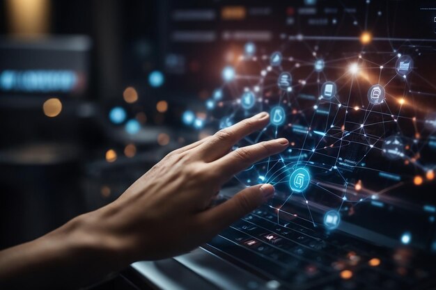 Análisis de ciencia de datos fotográficos y algoritmo de empresario de negocios mantienen icono y estrategia de datos