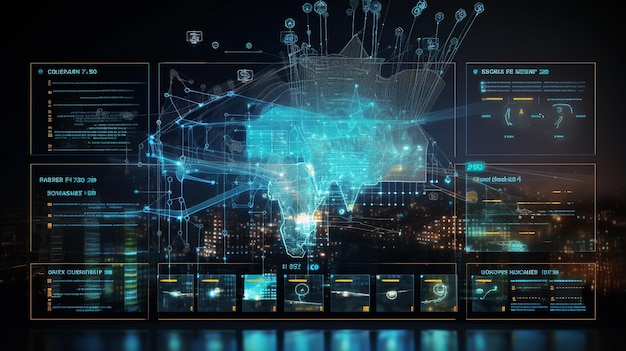 Análisis de la ciencia de los grandes datos tecnología de negocios ilustración 3D