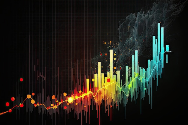 Análisis de datos de los cambios de precios en el gráfico de velas de inversión del mercado de valores