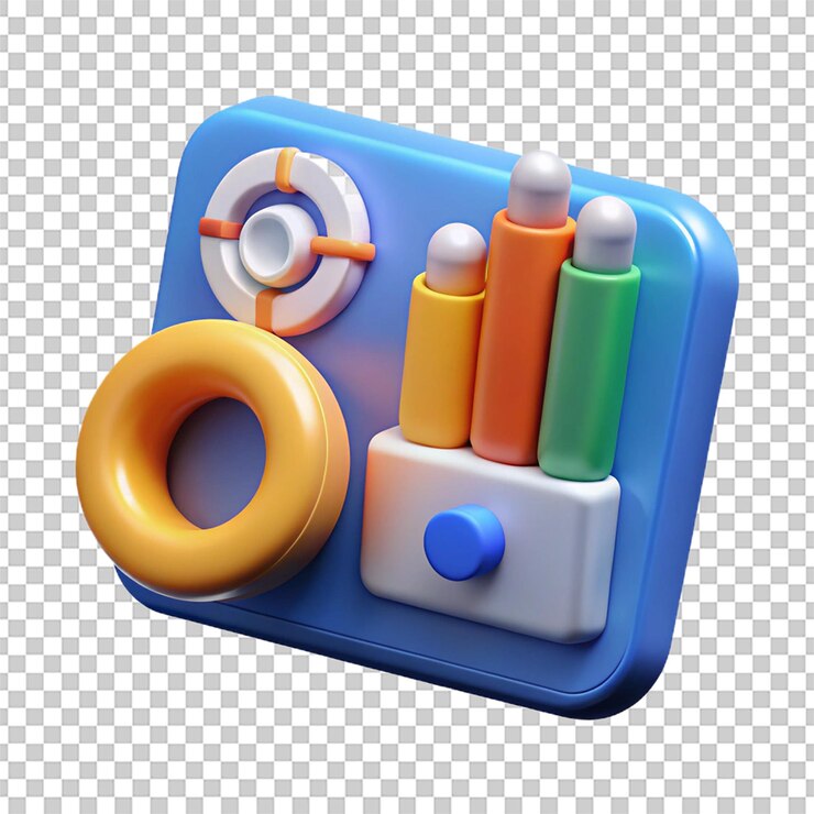 Foto análisis de datos y herramientas de visualización mejoradas por un icono 3d aislado en un fondo transparente