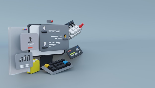 Análisis de datos de tablero de mando 3D de computadora Cargar imágenes de video Chatear entre sí en la aplicación en un