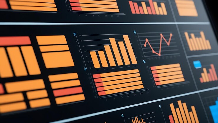 Foto análisis de datos de ventas de finanzas gráfico de crecimiento de negocios y tecnología de cadena de bloques