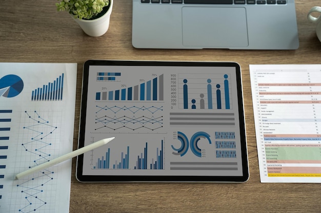 Análisis financiero empresarial Datos financieros Contabilidad Concepto de inversión Informe de presupuesto financiero y documento de gráfico de costos Estrategia de planificación de economía bancaria