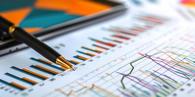 Foto análisis de gráficos del mercado de valores de la contabilidad financiera