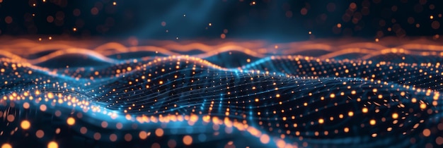 Análisis de grandes datos fondo abstracto donde una cuadrícula de puntos luminosos representa