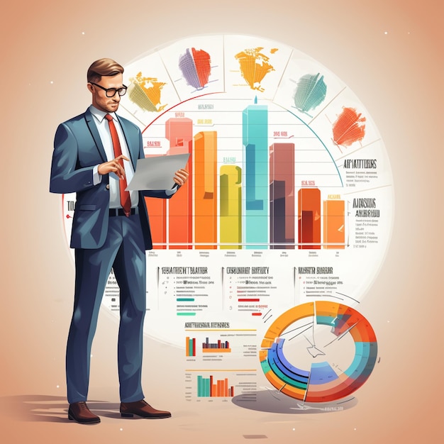 Análisis infográfico empresarial de la ilustración gráfica