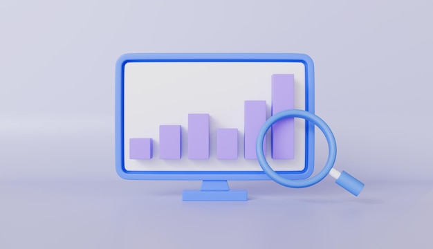 Análisis de negocios y marketing digital Gráfico desde la pantalla del icono de la computadora