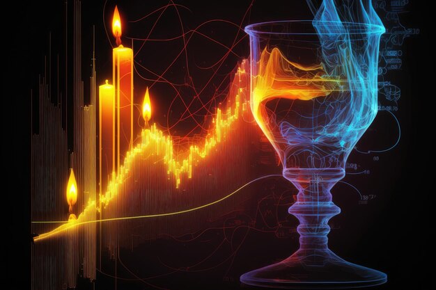 Análisis y pronósticos del mercado comercial con gráfico de velas de inversión