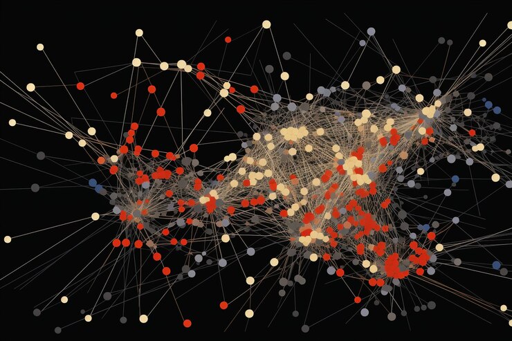 Foto análisis de redes sociales representadas a través de nodos interconectados