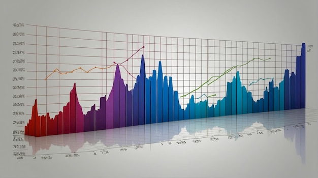 Foto análisis visual gráficos de líneas 3d vectoriales con colores vibrantes