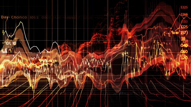 Foto análisis de la volatilidad del mercado gráfico que muestra las fluctuaciones y la volatilidad en los mercados financieros