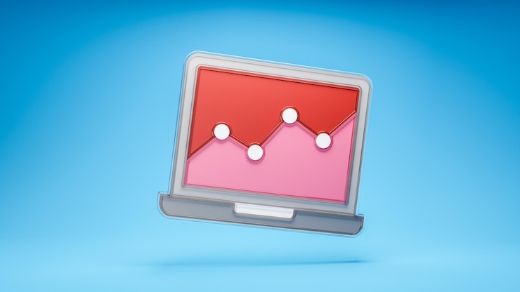 Foto análisis web análisis de sitios web detalle información gráfico gráfico signos icono 3d sobre fondo azul representación 3d