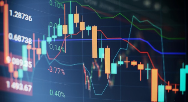 Analysieren Sie Balkendiagramme Diagramme Finanzzahlen Forex-Diagramm Finanzdatenkonzept Geschäftsstatistiken und Analytics-Wert