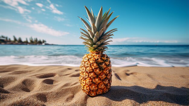 Ananas am Sandstrand