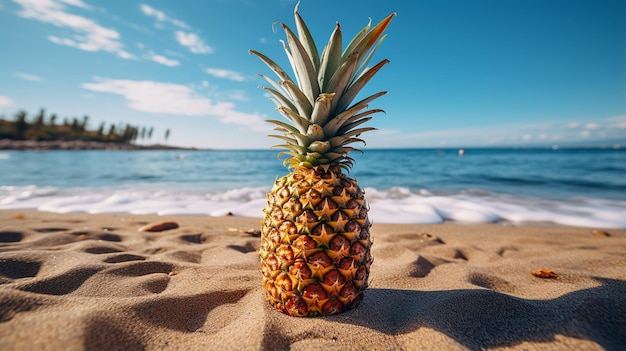 Ananas am Sandstrand