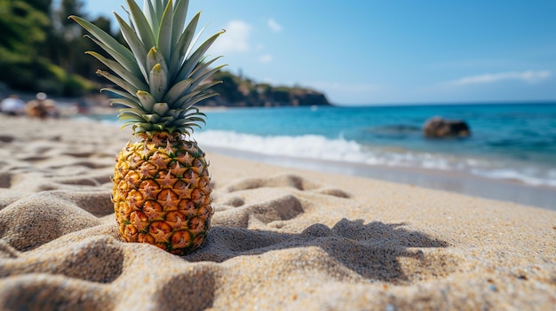 Ananas am Sandstrand