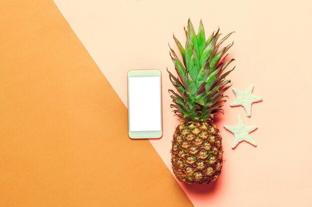 Ananas auf farbigem Papier