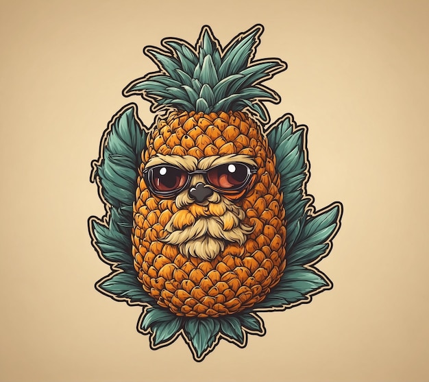 Ananás com óculos de sol Ilustração vetorial de uma fruta tropical