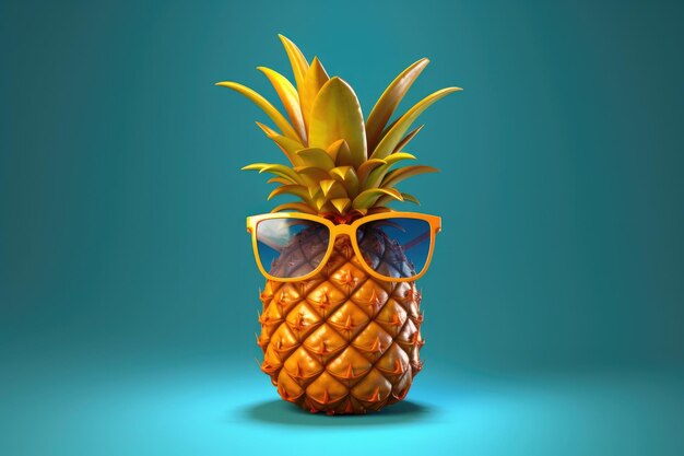 Foto ananás em óculos de sol em um belo fundo
