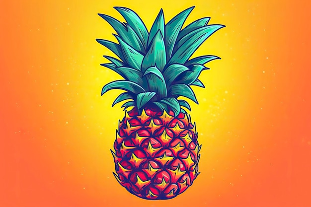 Ananas-Illustration, Obst-Illustration, generative KI
