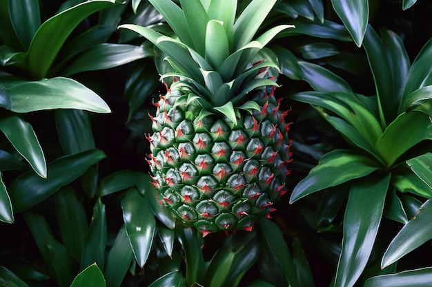 Ananas im Garten mit grünen Blättern im Hintergrund Thailand