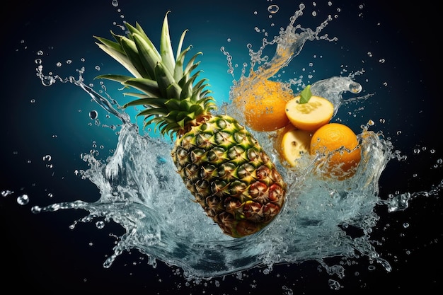 Ananas im Wasserspritzer