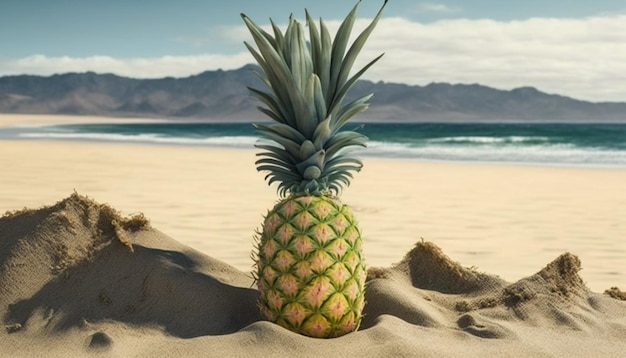 Ananas in einem Strandsand