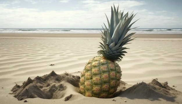 Ananas in einem Strandsand