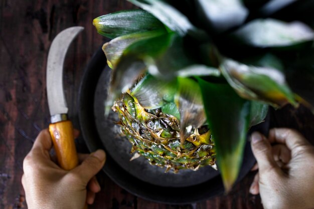 Ananas mit Abendlicht Tropische Früchte Kochen und Essensfotografie