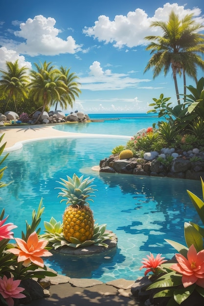 Ananas-Oase Ein ruhiges tropisches Paradies in Island Dreamscapes