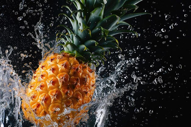 Ananas spritzt in Wasser generativ ai