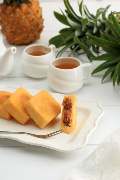 Ananaskuchen Süßes traditionelles taiwanesisches Gebäck mit Butter, Mehl, Eizucker und Ananasmarmelade