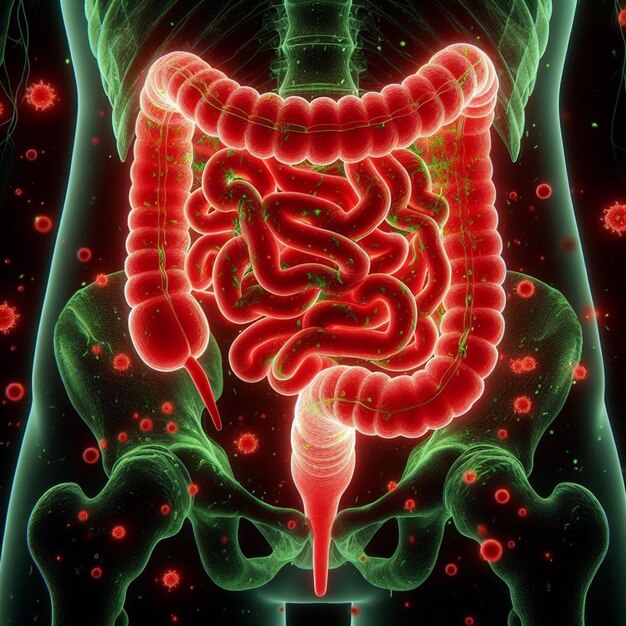 Foto anatomía de las bacterias del intestino