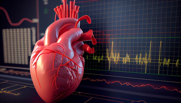 Anatomía del corazón humano en antecedentes médicos ecg Generativo Ai