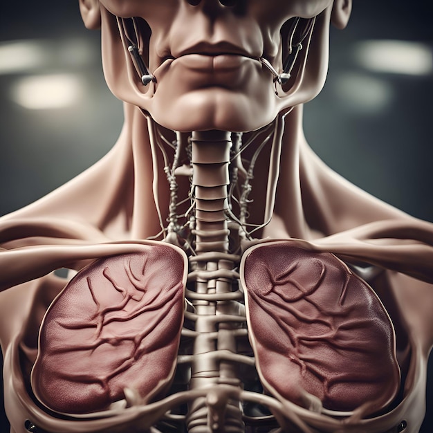 Anatomía del cuerpo humano Ilustración 3D del cuerpo humano con pulmones