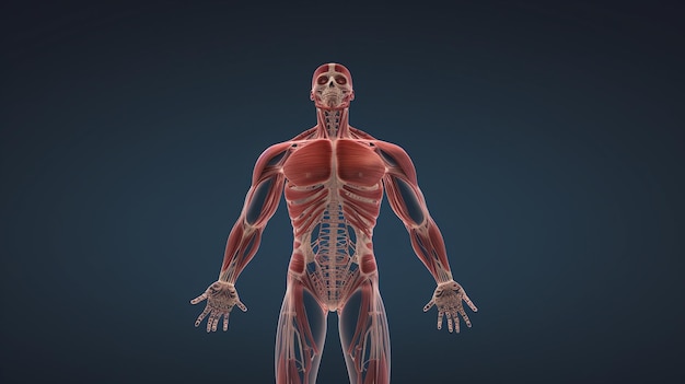 Anatomia de corpo inteiro humano 3d criada com IA generativa